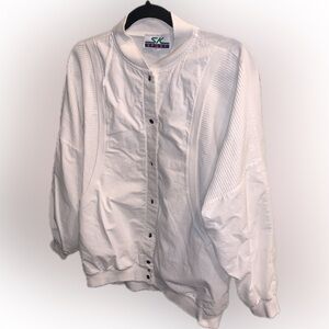 SK Sport Vintage White Cotton Jacket Batwing Sleeve Size Large